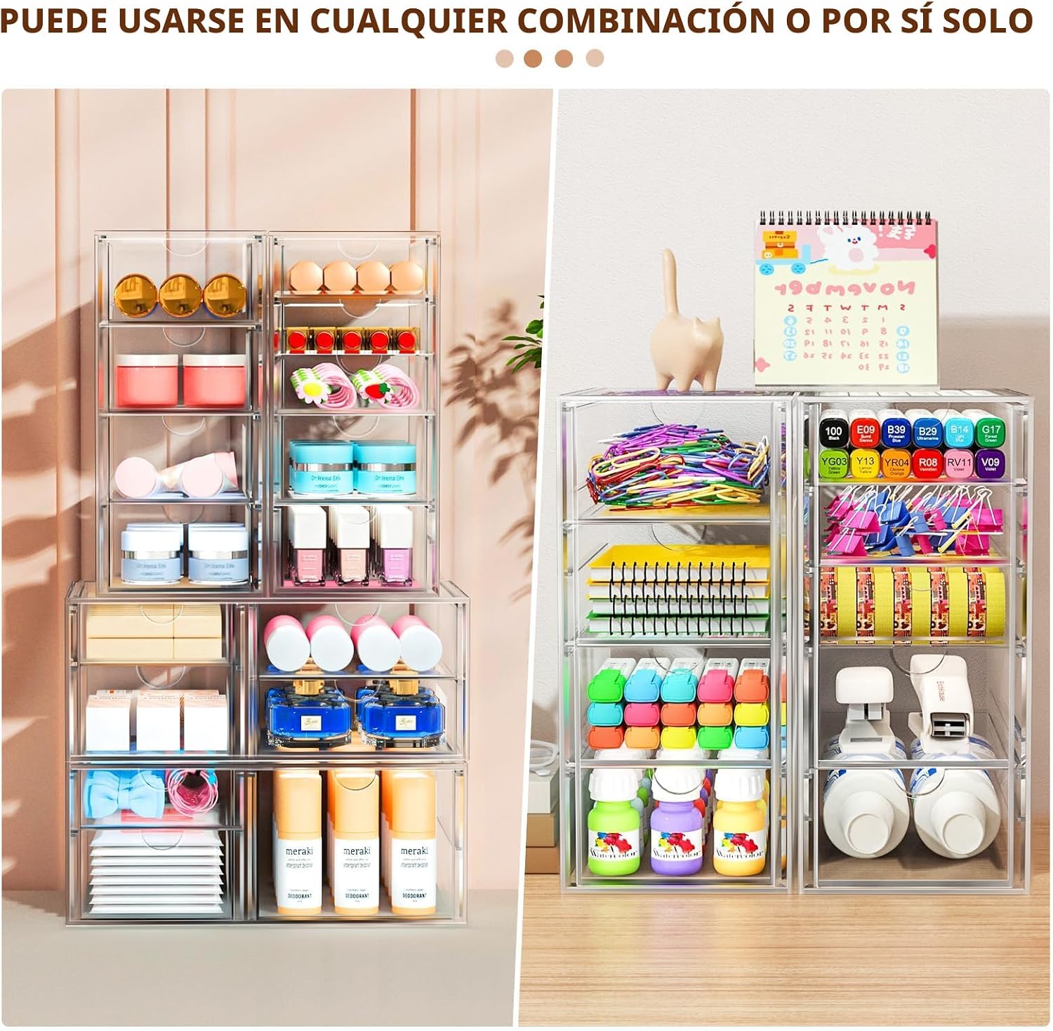 ARSTPEOE Organizador de maquillaje y almacenamiento acrílico de 22...