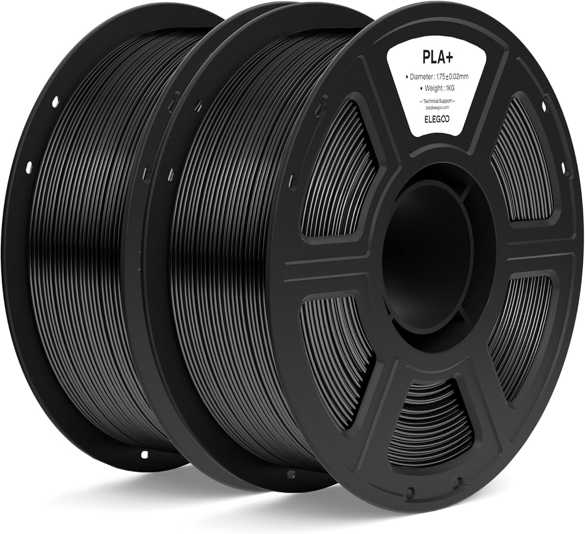 ELEGOO Filamento para impresora 3D PLA+ de 0.07 in, negro, 4.4 lbs...