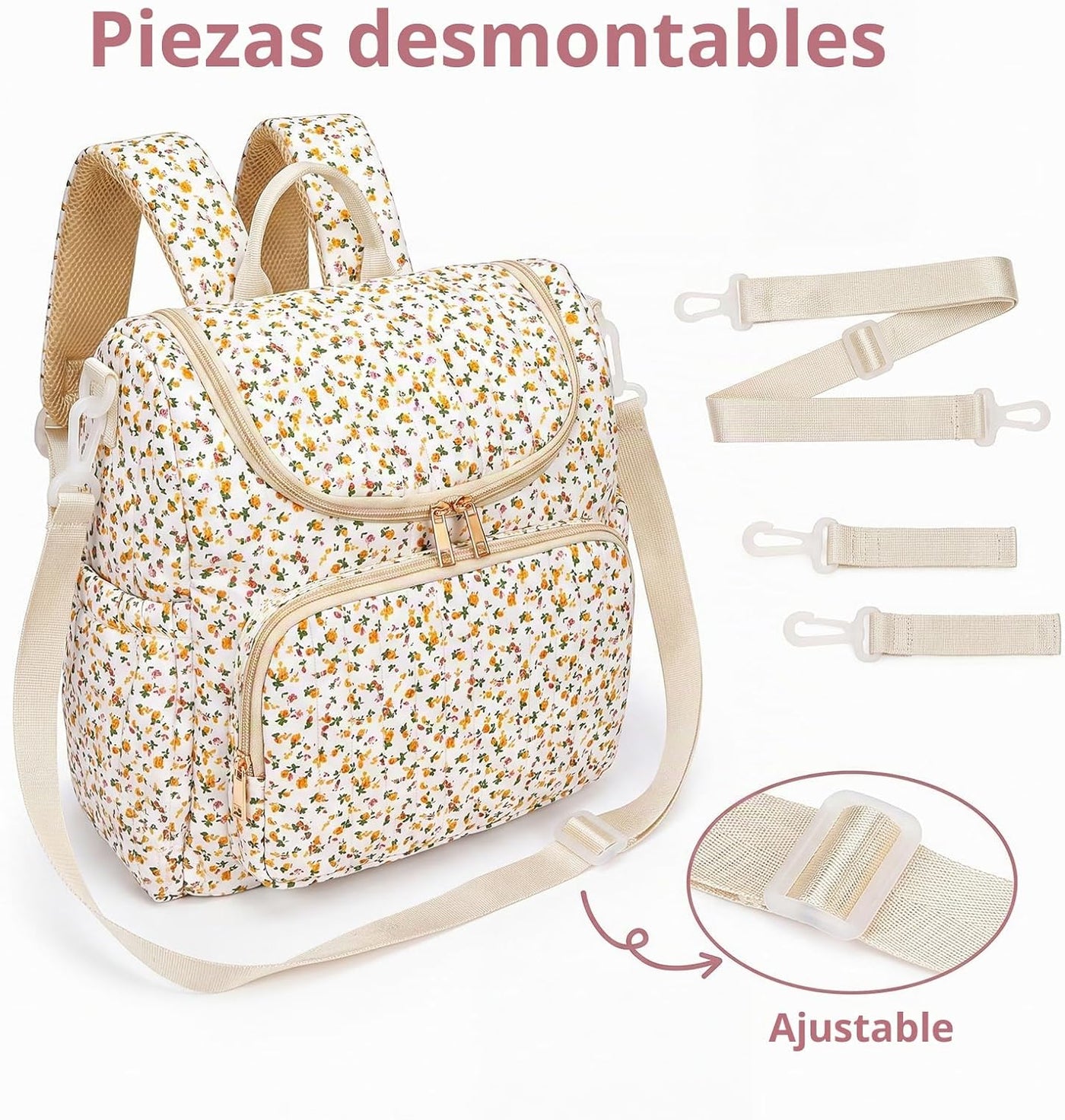 YESFIXS Mochila acolchada para pañales, mochila grande con estampad...