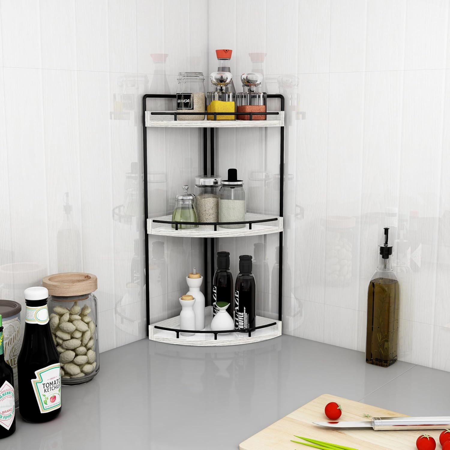 Dorhors Organizador de baño esquinero de 3 niveles para encimera pa...