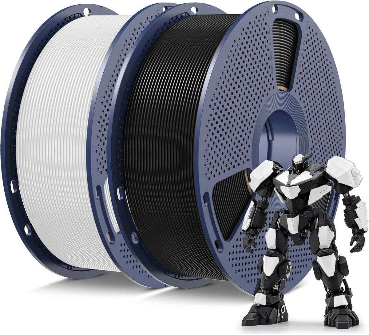 SUNLU Filamento PLA para impresora 3D, blanco y negro, paquete de 2...