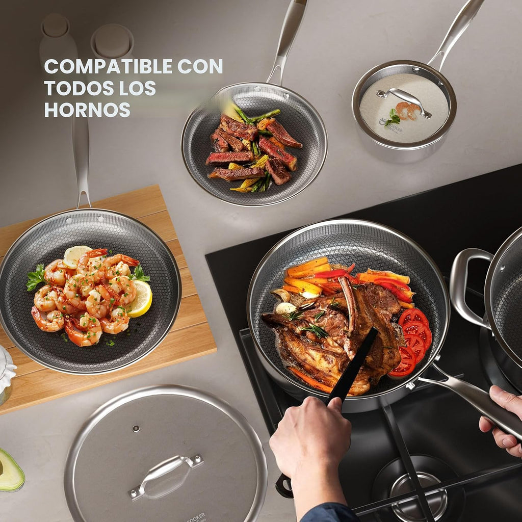 COOKER KING Juego de utensilios de cocina de acero inoxidable, jueg...
