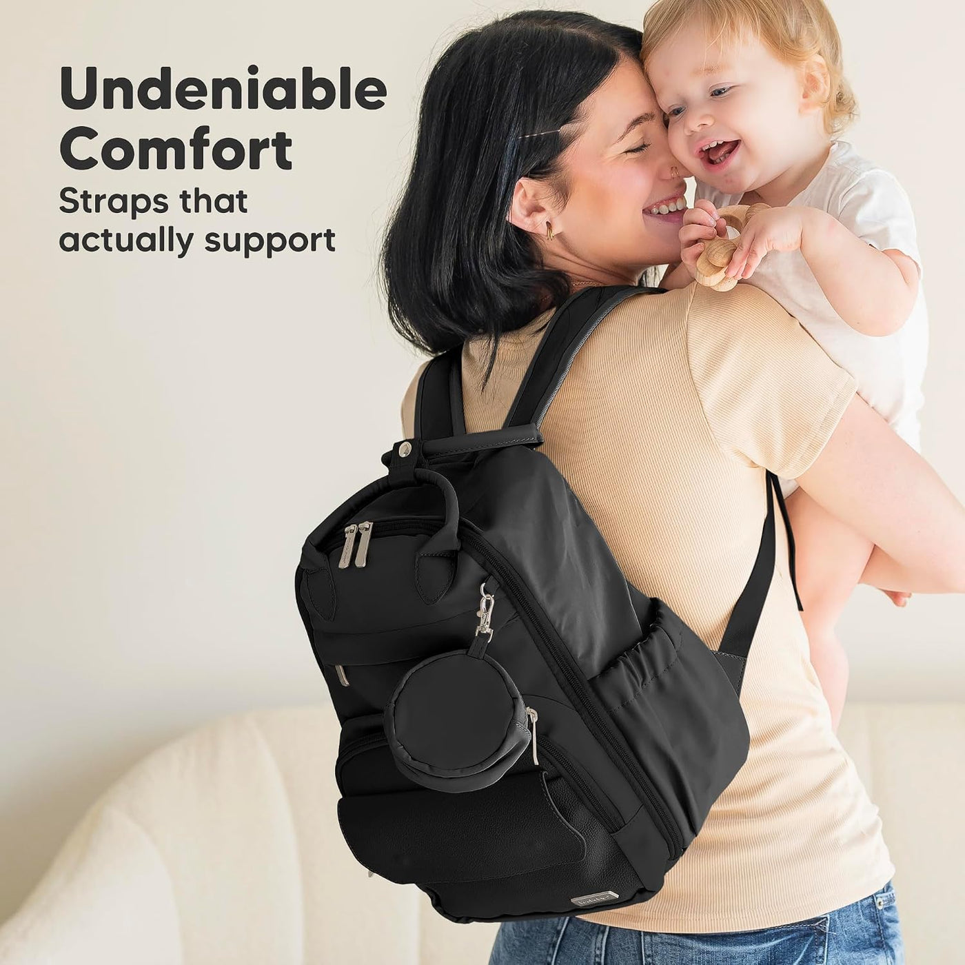 KeaBabies Mochila para pañales, mochilas de viaje para pañales (neg...