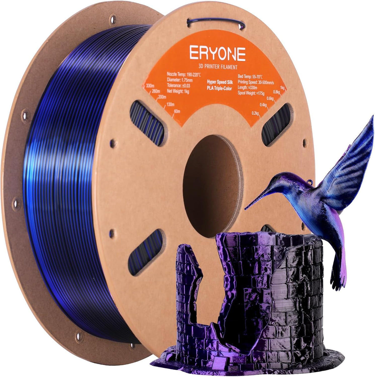 ERYONE HS Seda Tri Color PLA Filamento para Impresora 3D 1.75mm +\/...