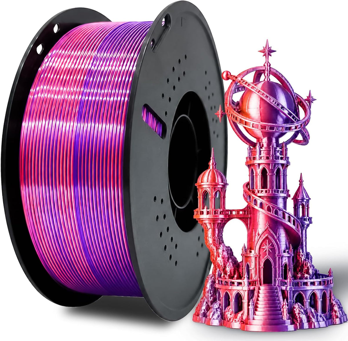 Colourbing Filamento de impresora 3D PLA+ de seda presecada de dobl...