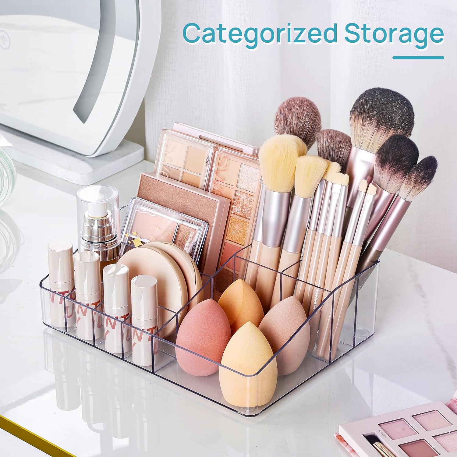 Vtopmart Organizador de maquillaje transparente de 3 niveles con 2...