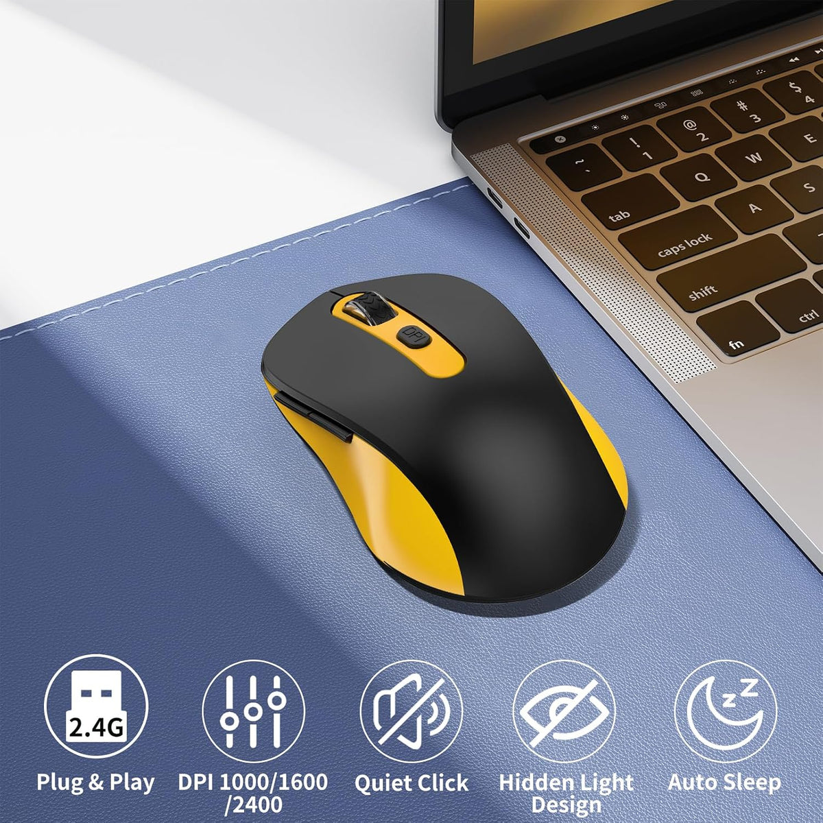 Ratón inalámbrico para laptop, PC, Chromebook, Mac, MacBook, ratón...