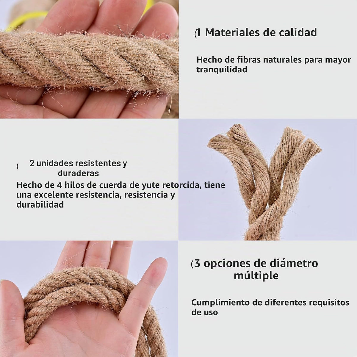 Cuerda de yute de 1\/2 pulgada x 100 pies, cuerda de cáñamo natural...