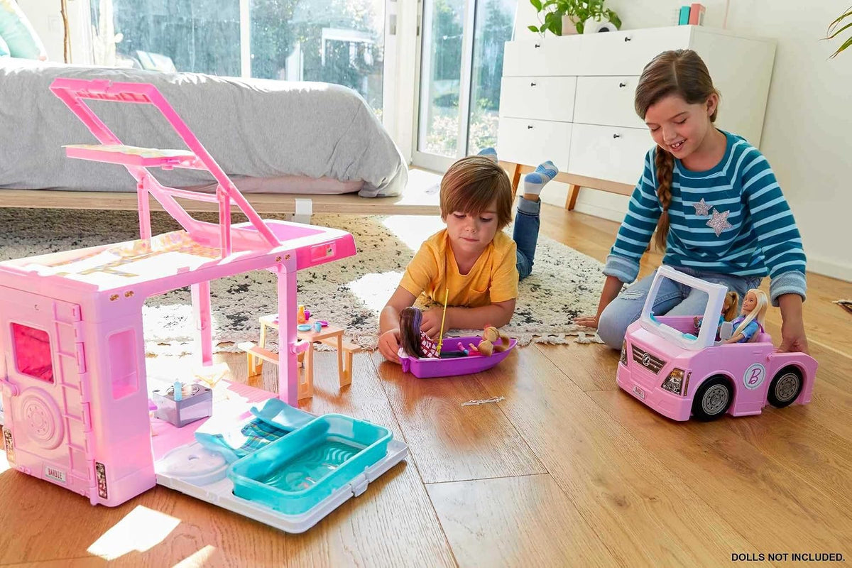 Barbie Camper, juego de muñecas con 50 accesorios | Se transforma e...