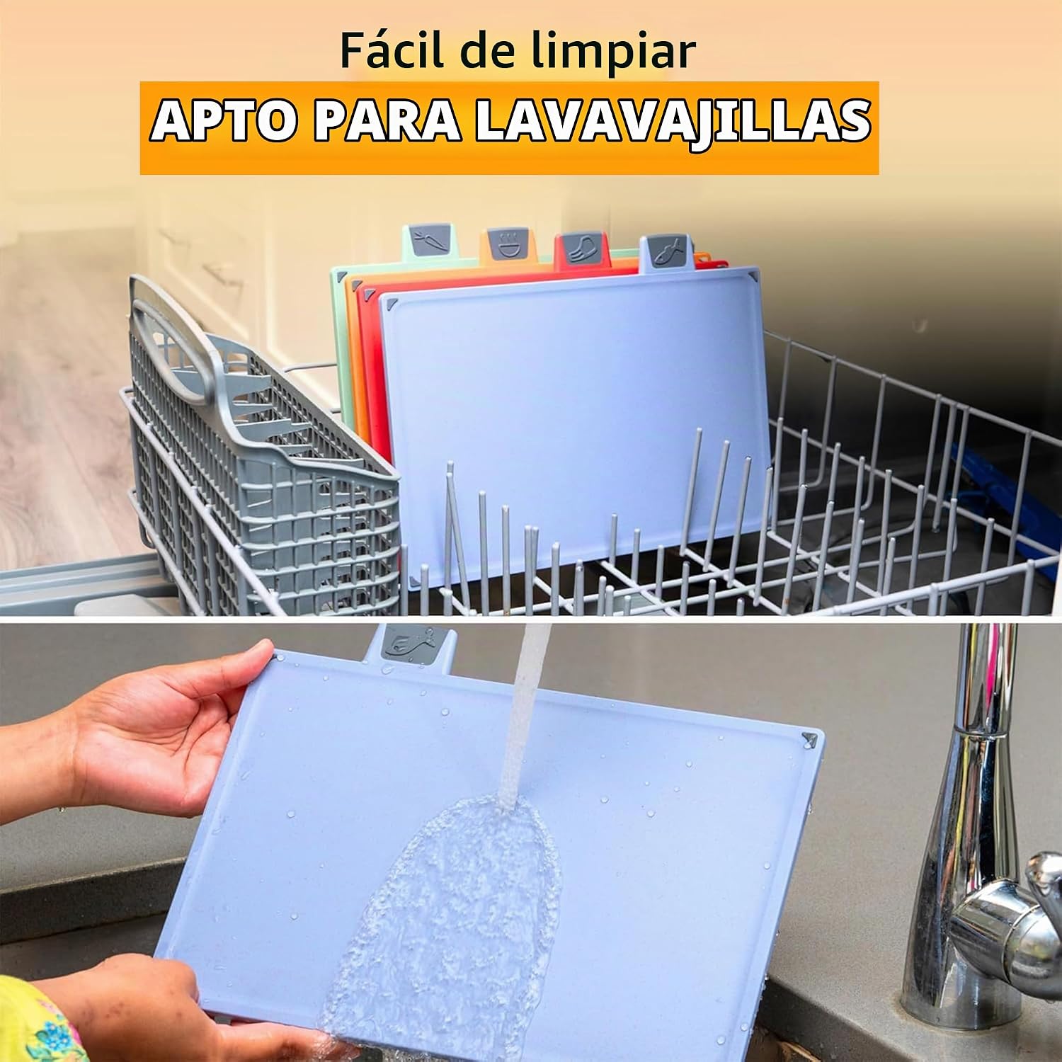 EZTICO Juego de tablas de cortar no tóxicas de 4 piezas con tijeras...