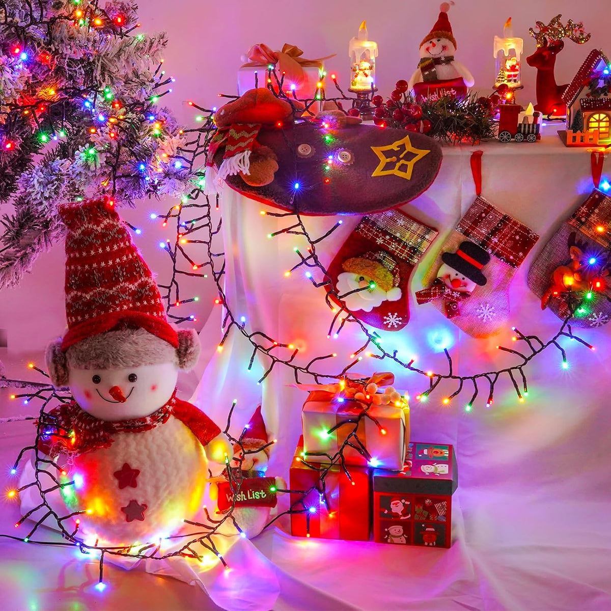 BHCLIGHT Luces navideñas en racimo de 1000 LED de 50 pies con contr...