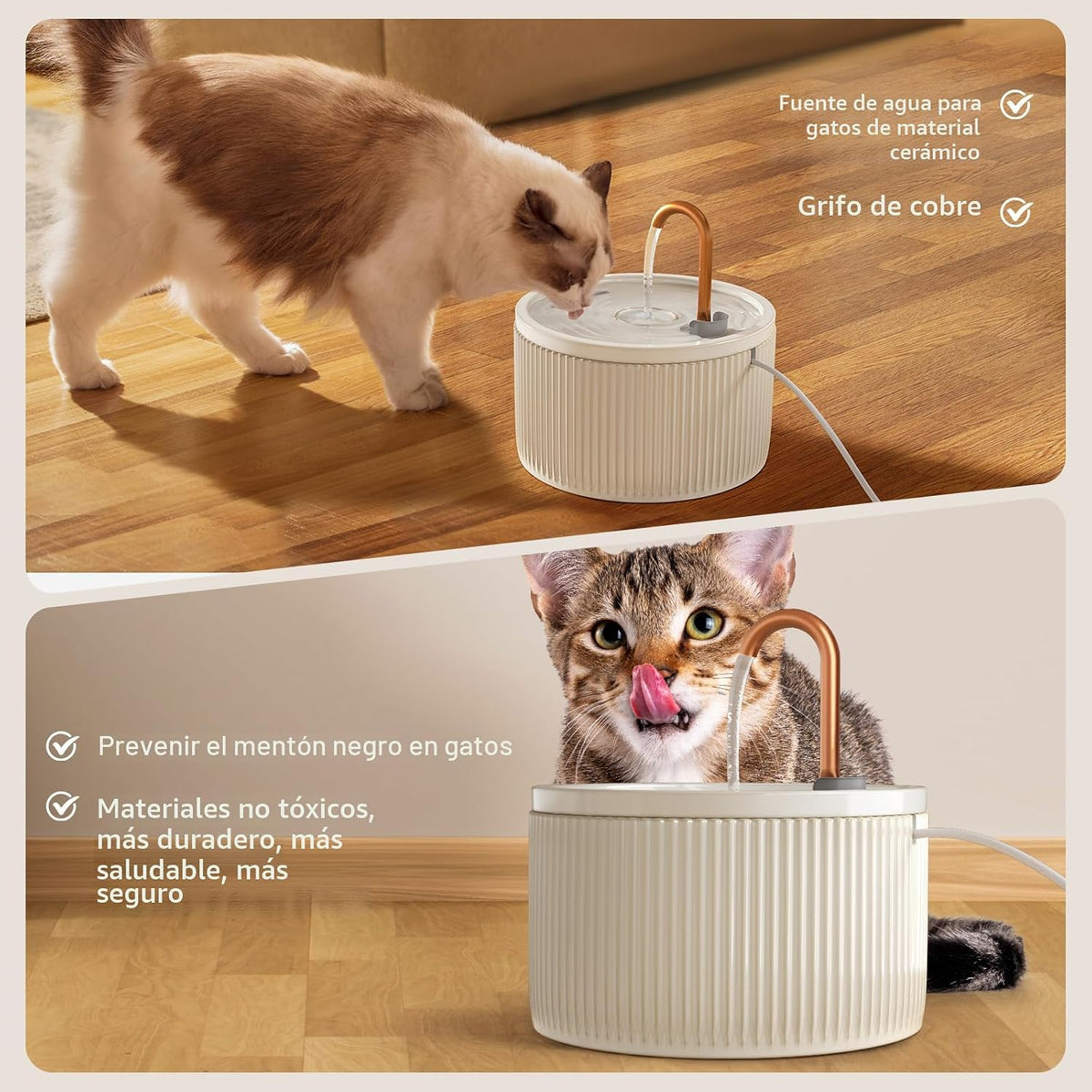 Fuente de agua de cerámica para gatos DOOOB, fuentes de cerámica pa...