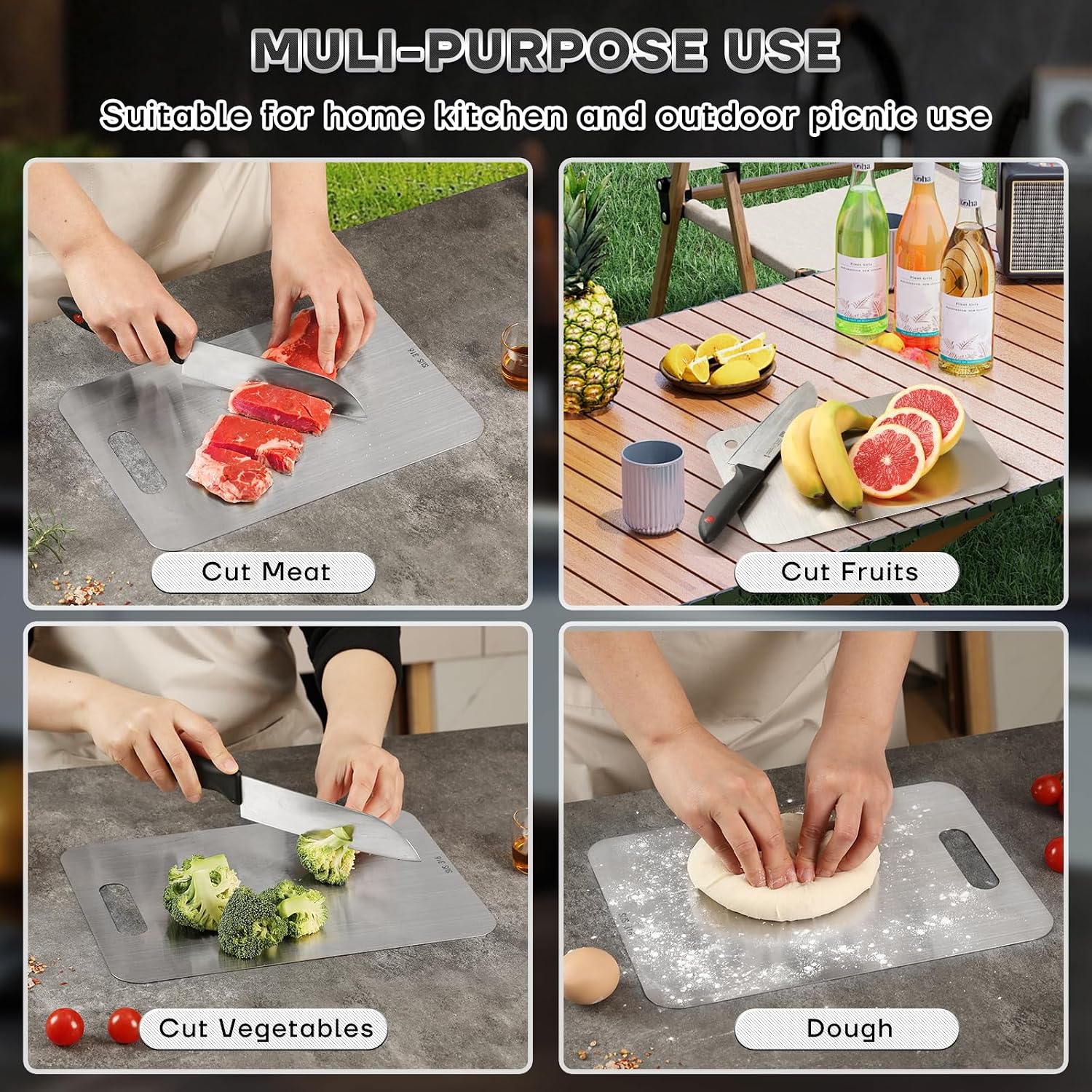 Katori Tablas de cortar de titanio para cocina, juego de tablas de...