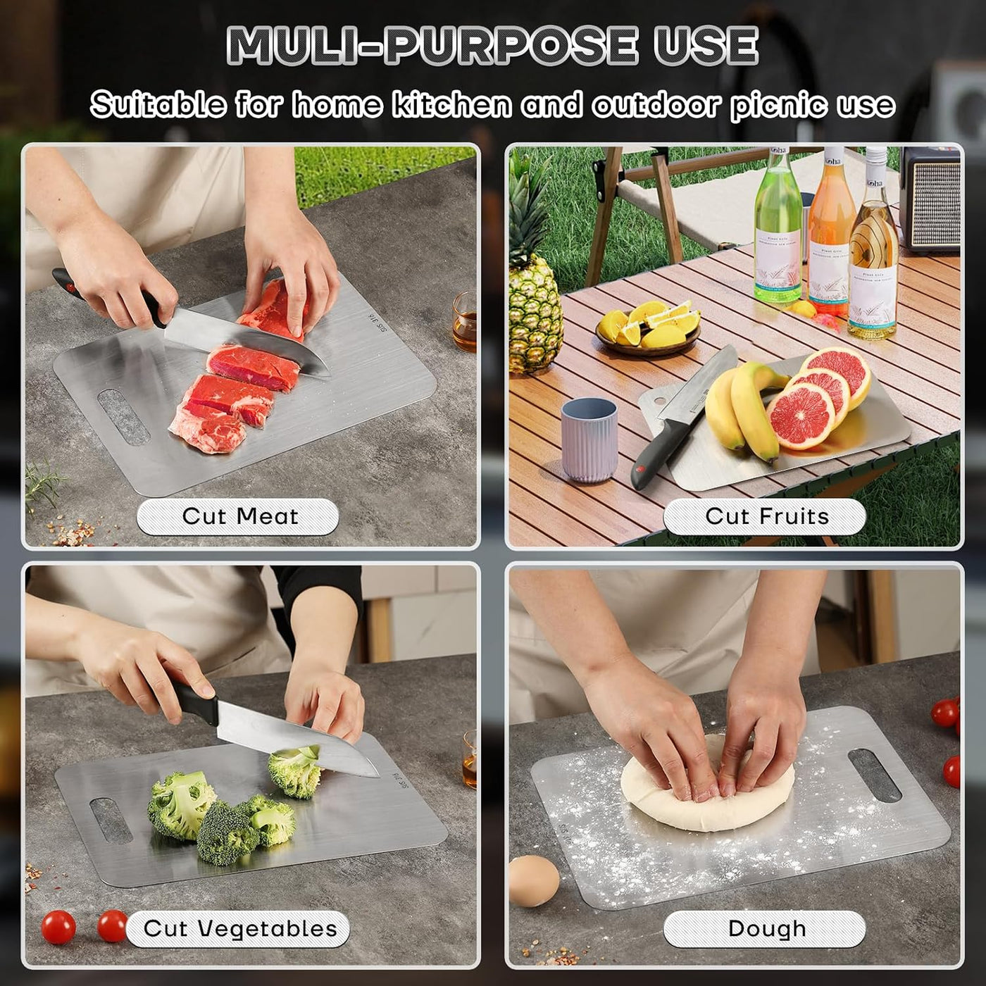 Katori Tablas de cortar de titanio para cocina, juego de tablas de...