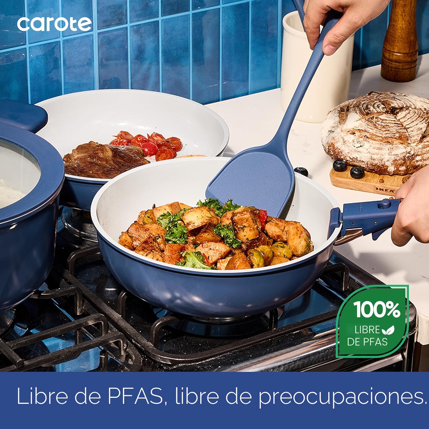 CAROTE Juego de Baterías de Cocina de Cerámica de 27 Piezas, Juego...