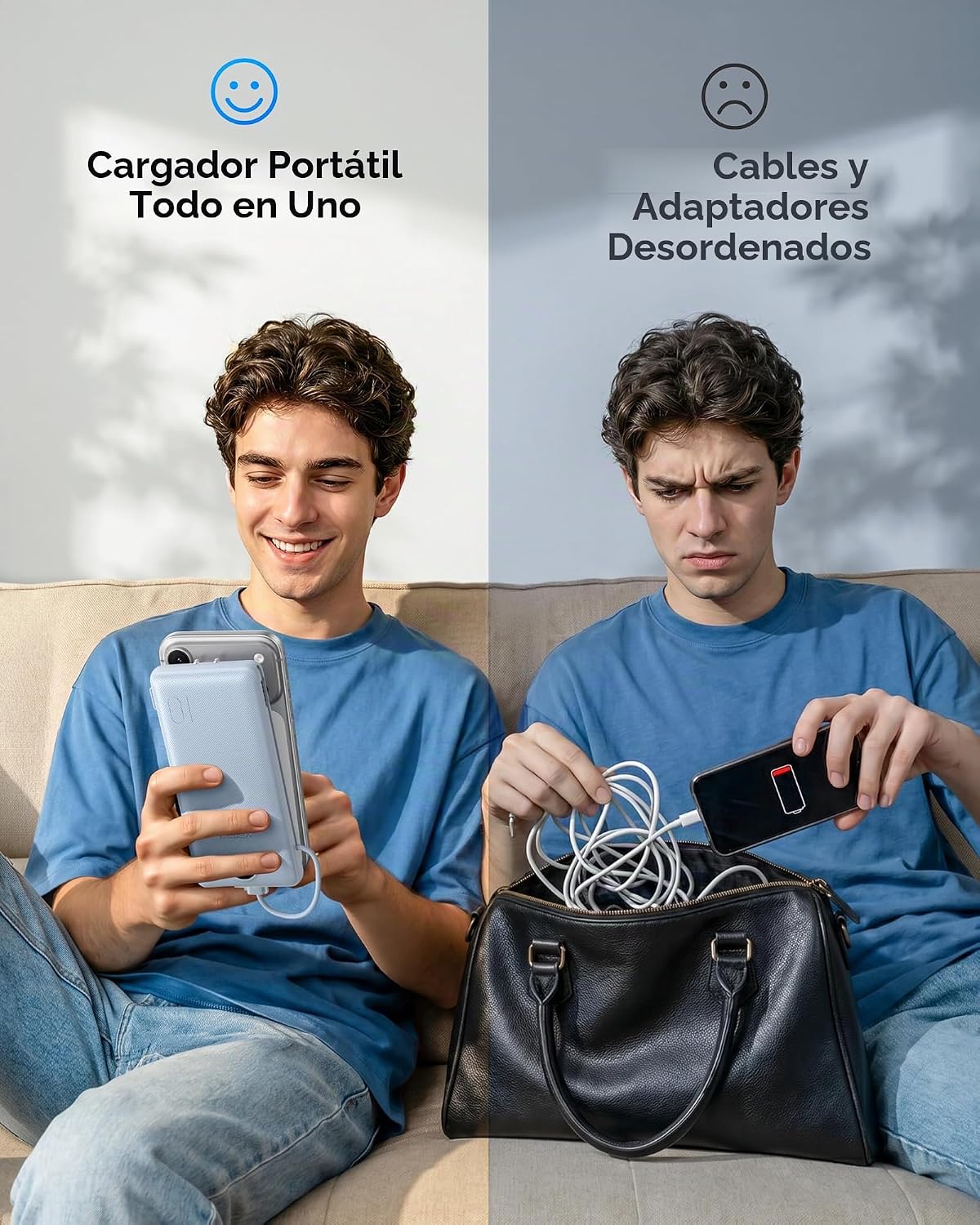 VEGER Cargador portátil para iPhone, Power Bank con cables integrad...