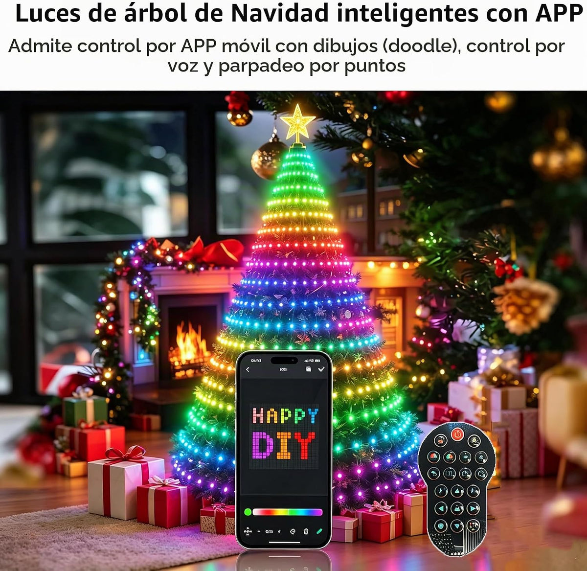 Luces inteligentes para árbol de Navidad, luces LED de cascada, dec...