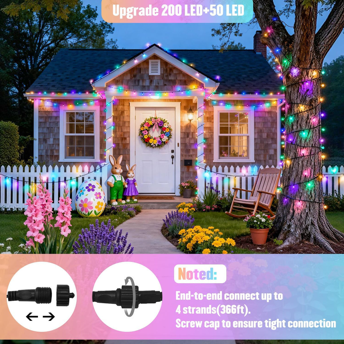 JMEXSUSS 250 luces LED de Pascua para interiores y exteriores, tira...