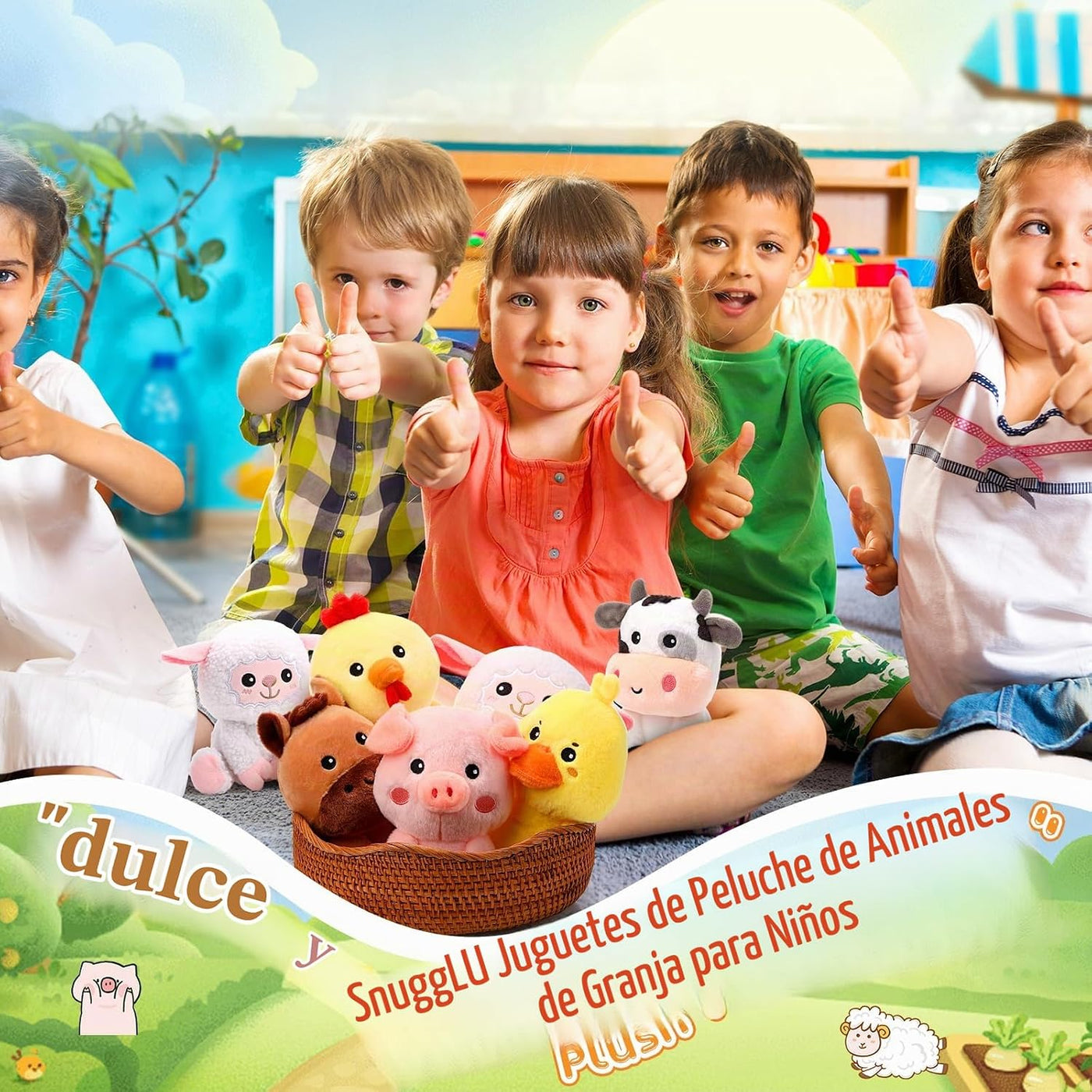 RoundFunny 6 Piezas Juguetes de Animales de Granja de 7 Pulgadas Ca...