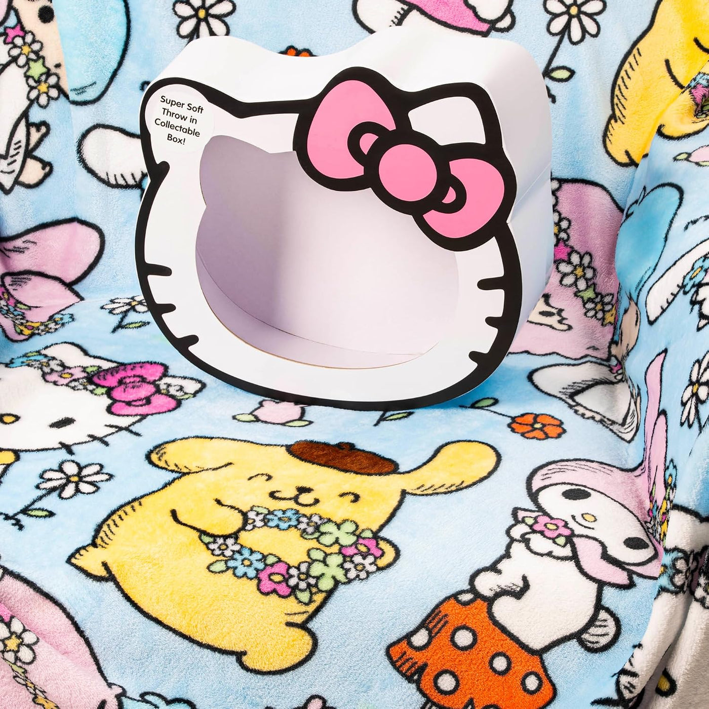 Manta de Hello Kitty con caja de regalo, medidas de 46 x 60 pulgada...