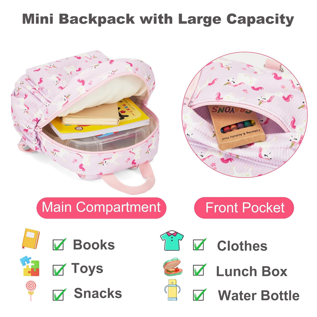 KingCheer Mochila de pana para niños pequeños con correa desmontabl...