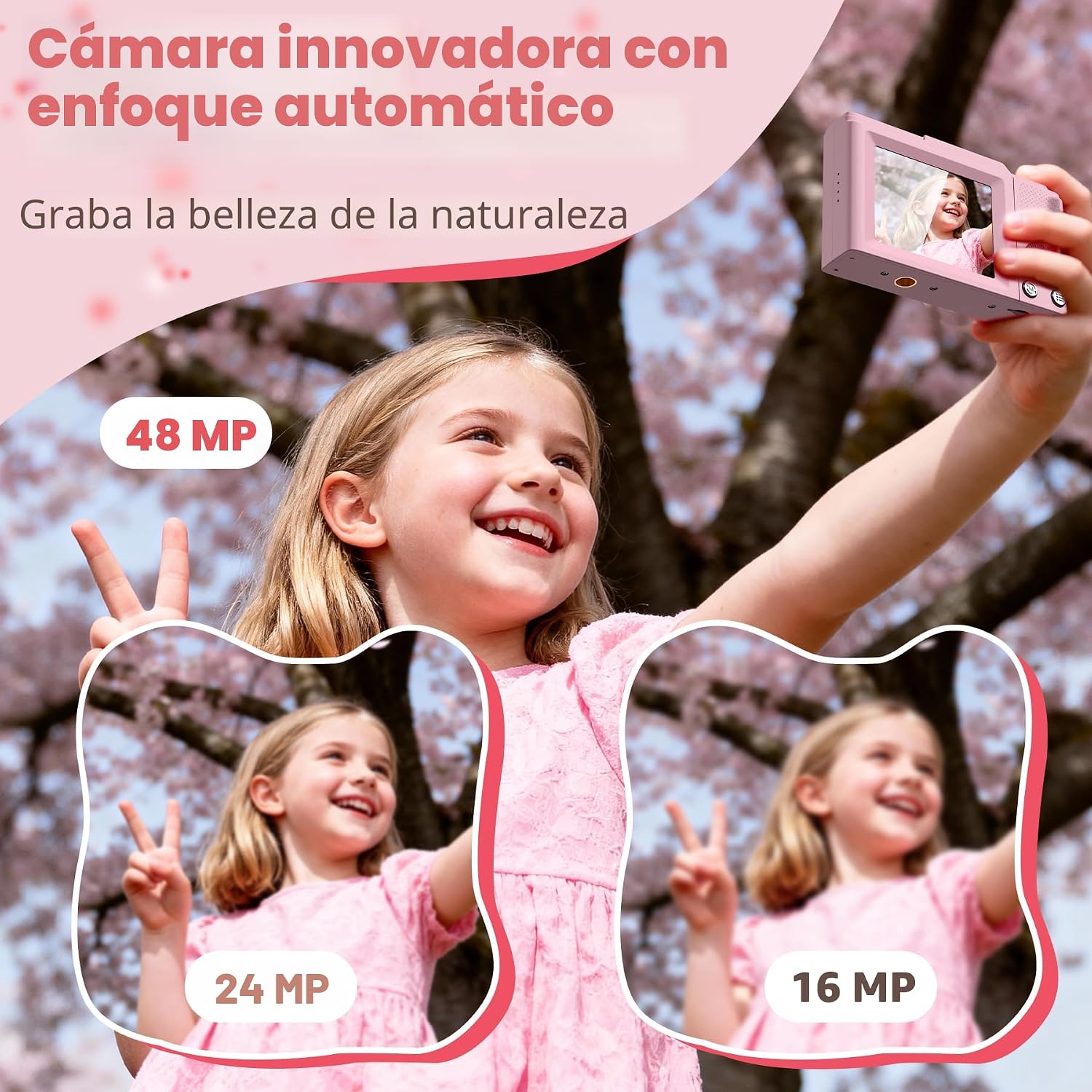 Cámara digital, FHD 4K Cámara digital de apuntar y disparar con zoo...