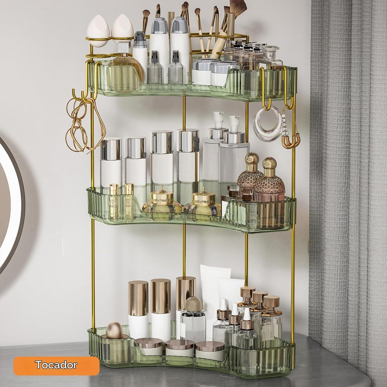 Greenby Organizador esquinero de 3 niveles para mostrador de baño,...