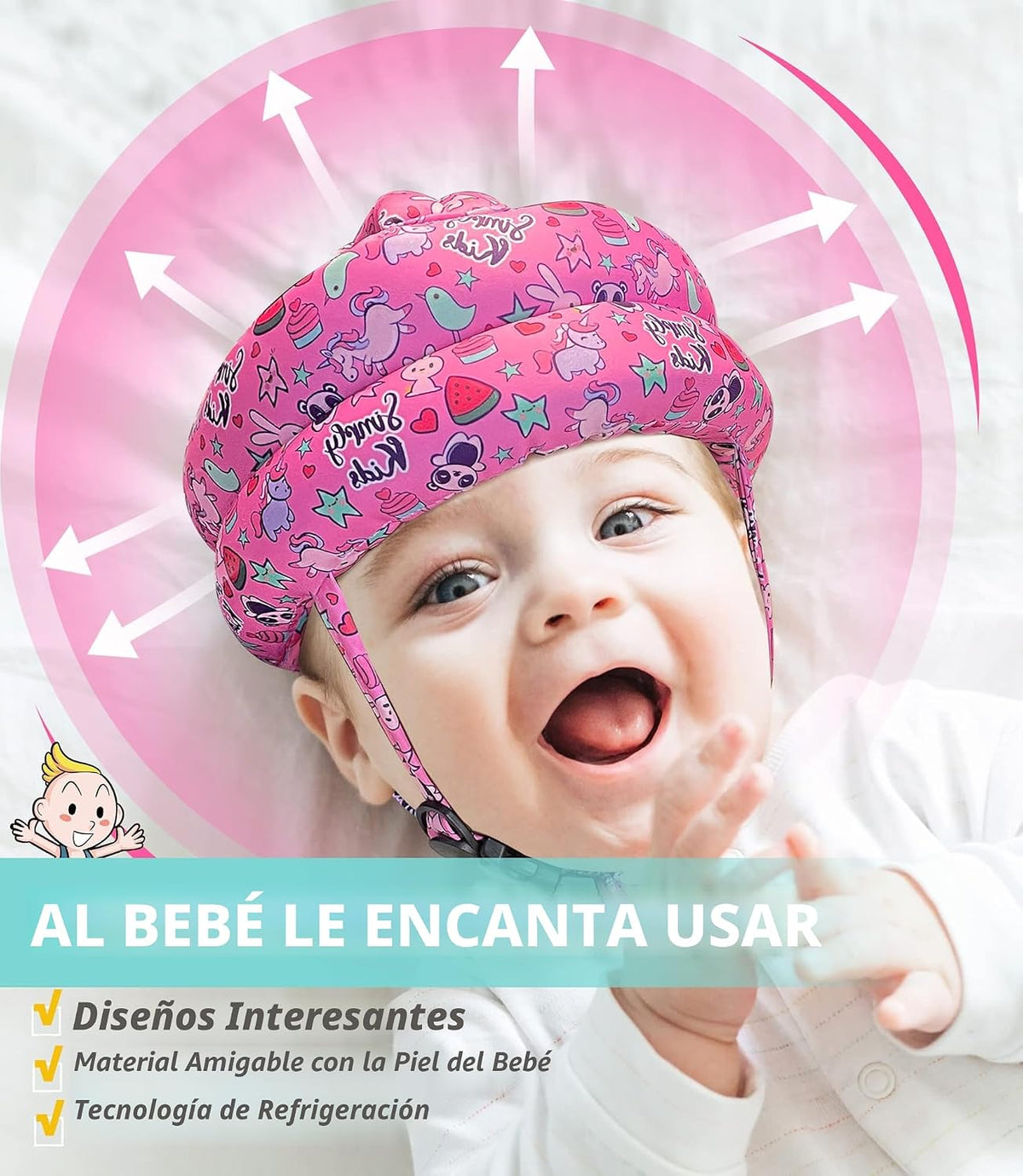 Casco de bebé para gatear y caminar - Protector de cabeza para bebé...