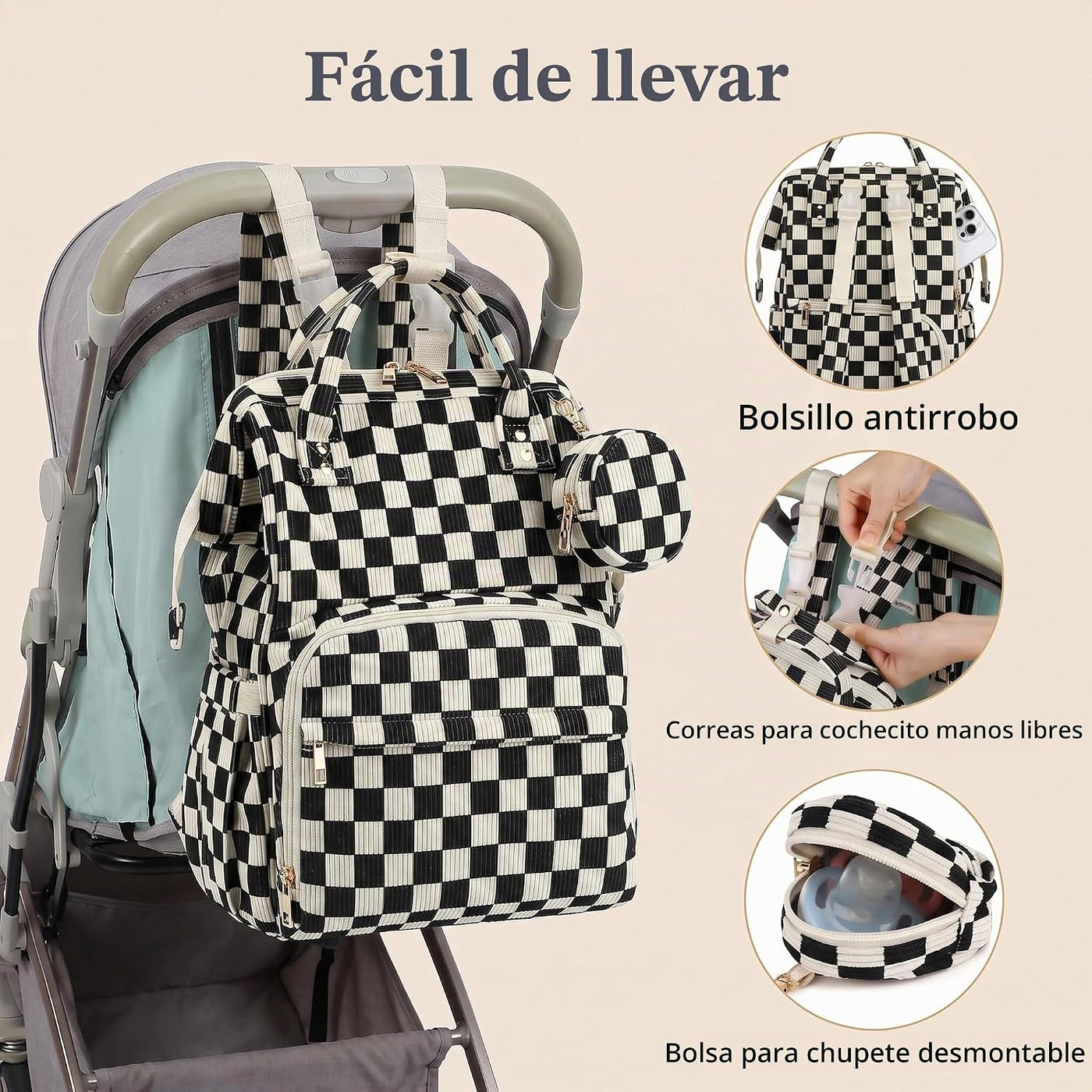 Lrenagao Mochila para pañales de bebé para mamá y papá, bolsa de pa...