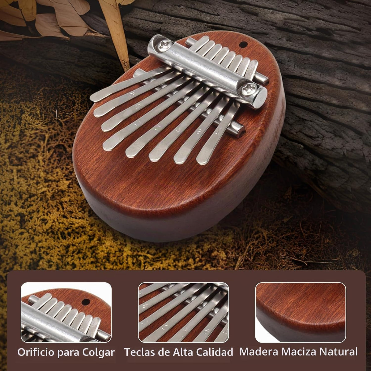 Uenhoy Mini Piano de Pulgar Kalimba de Madera de 8 Teclas Piano de...