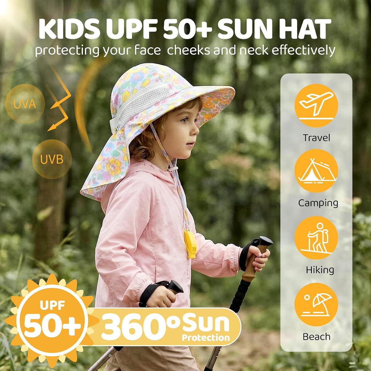 Sombrero para el sol para bebé con solapa para el cuello UPF 50+ pa...