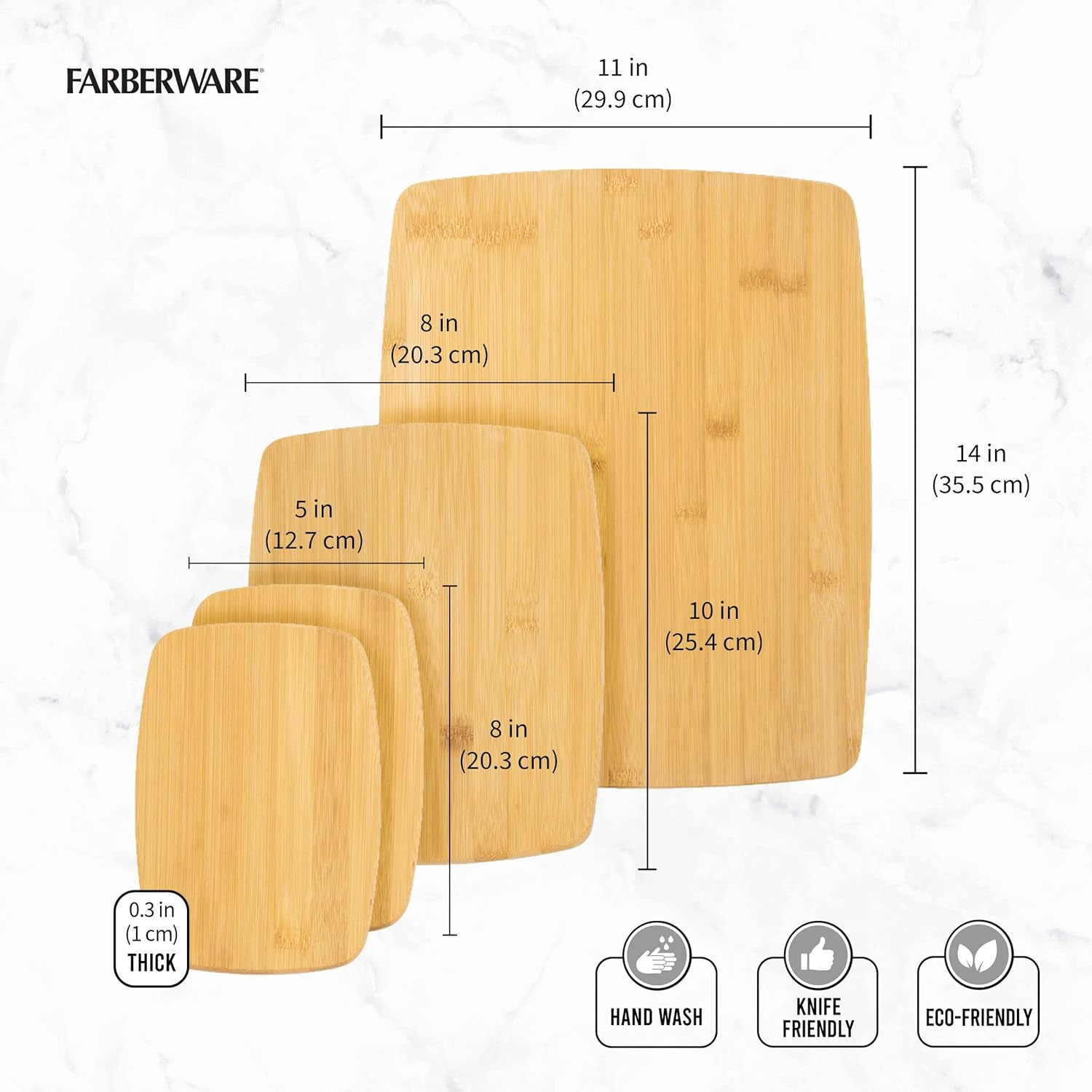 FARBERWARE Juego de tablas de cortar y charcutería reversibles de b...