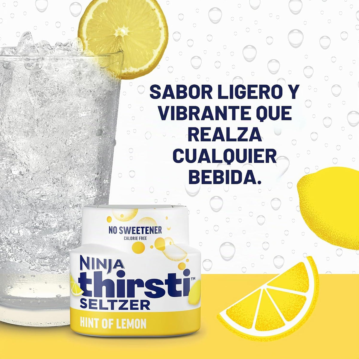Ninja Thirsti Gotas de agua saborizadas, SELTZER limón, agua con ga...
