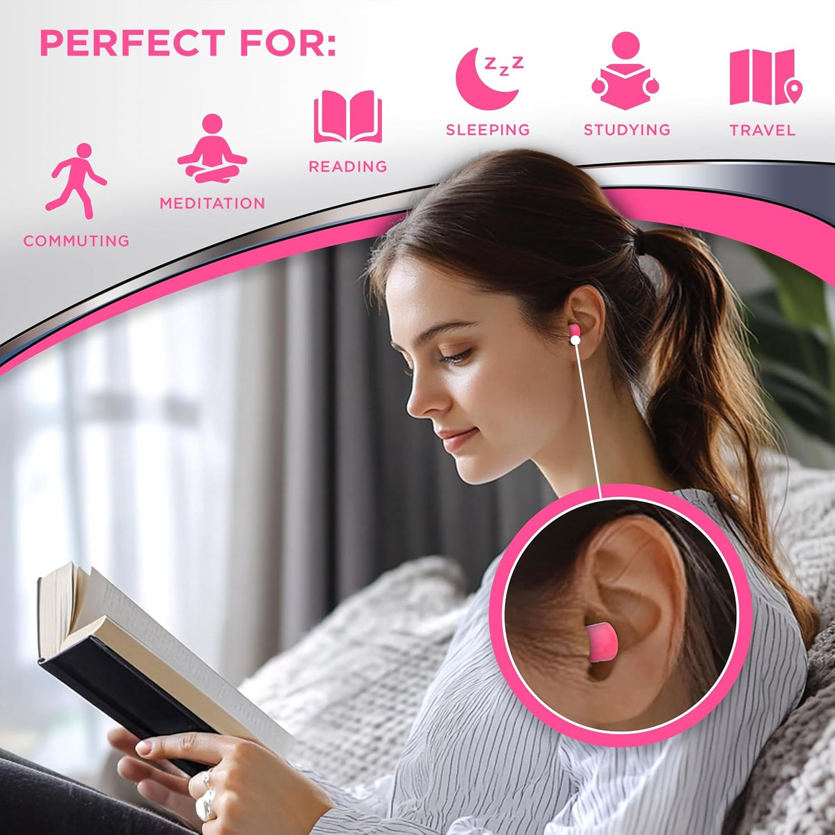 HEAROS Sleep Pretty in Pink - Tapones para los oídos para dormir, 1...