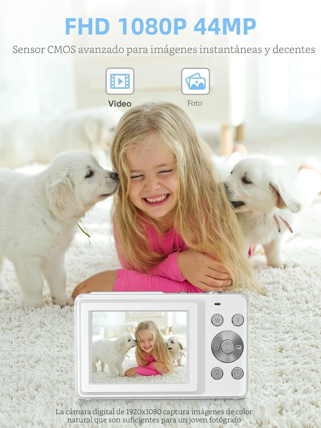 Camkory Cámara digital para niños, adolescentes y principiantes, cá...