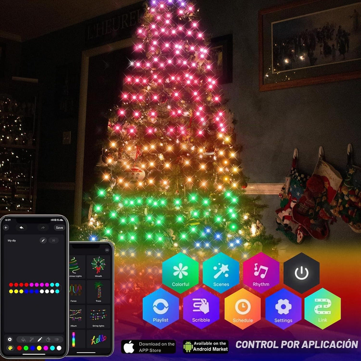 ASTRAEA Luces inteligentes para árbol de Navidad de 400 LED con apl...