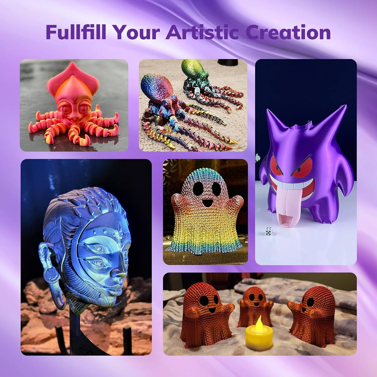 AMOLEN - Filamento de impresora 3D de seda PLA, filamento brillante...