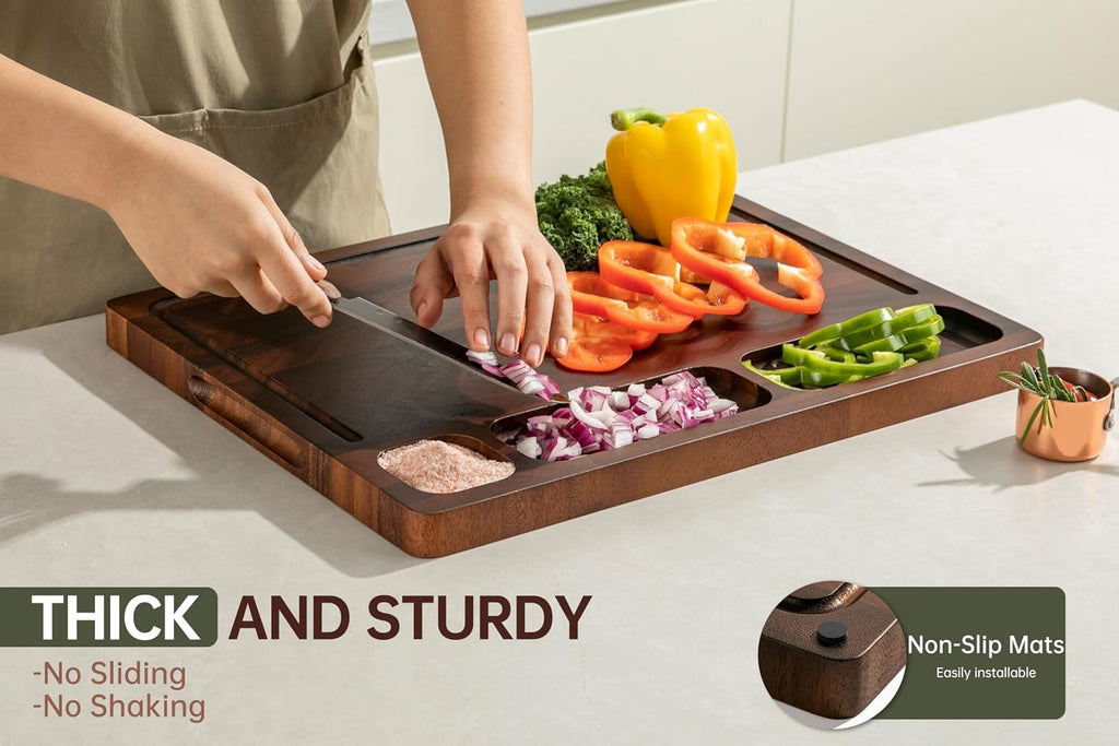 THETCHRY Tabla de cortar de nogal para cocina, tabla de cortar de m...