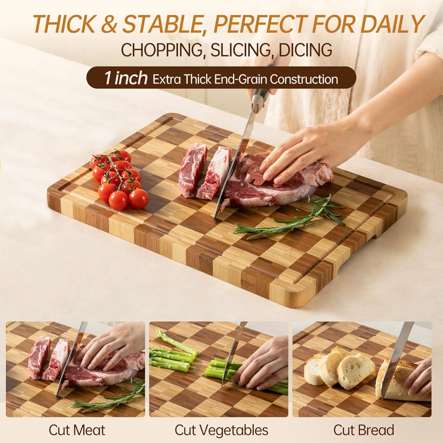 Tablas de cortar de bambú para cocina, tabla de cortar de madera de...