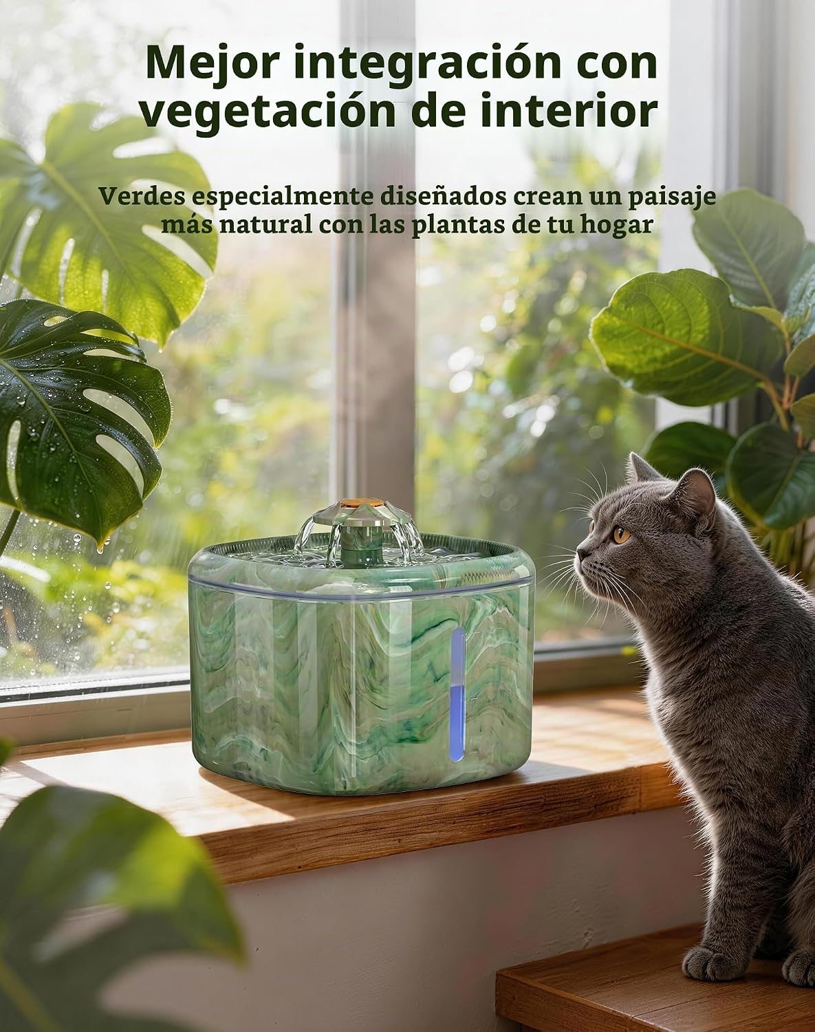 Fuente de agua para gatos automática de 2.5 L, parte superior girat...