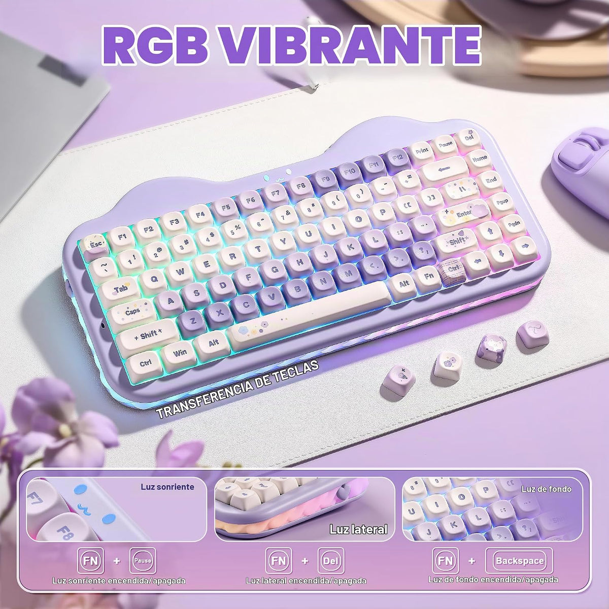 YUNZII C75 Teclado mecánico inalámbrico, diseño de 75%, intercambia...