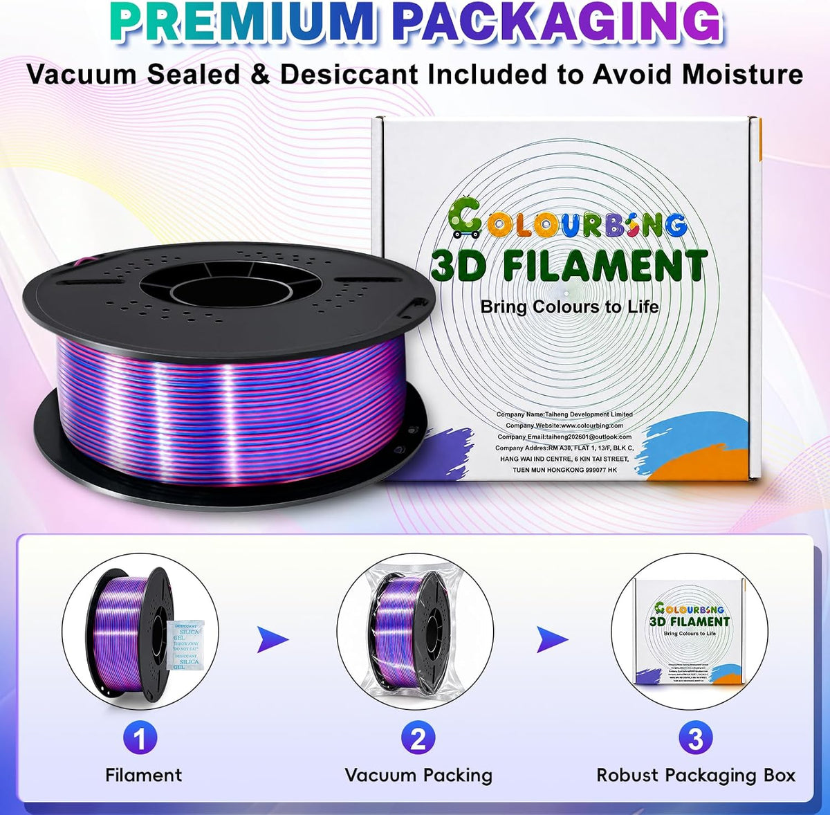 Colourbing Filamento para impresora 3D PLA + de seda tricolor de 0....