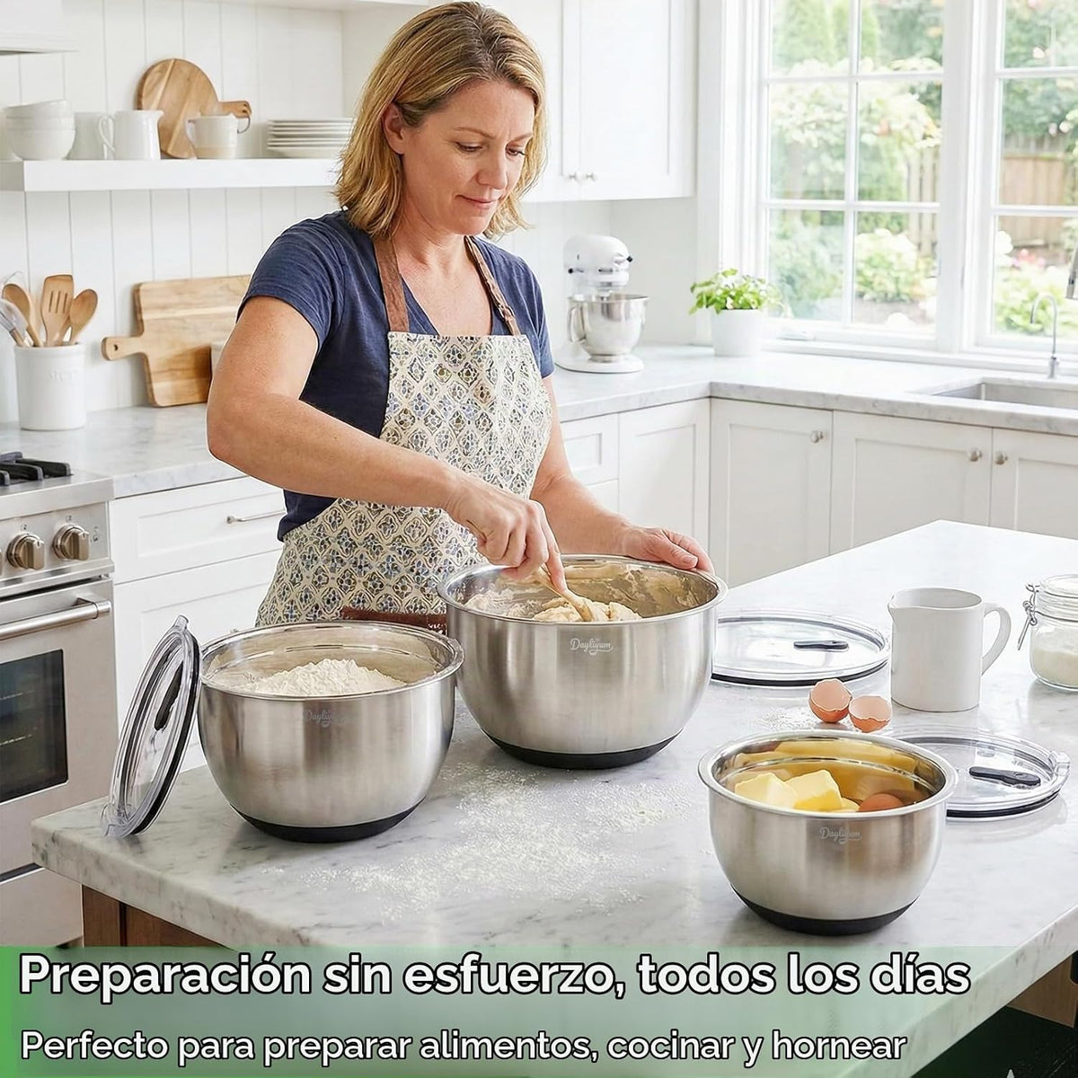 Dayliyum - Tazones para mezclar de acero inoxidable con tapas hermé...