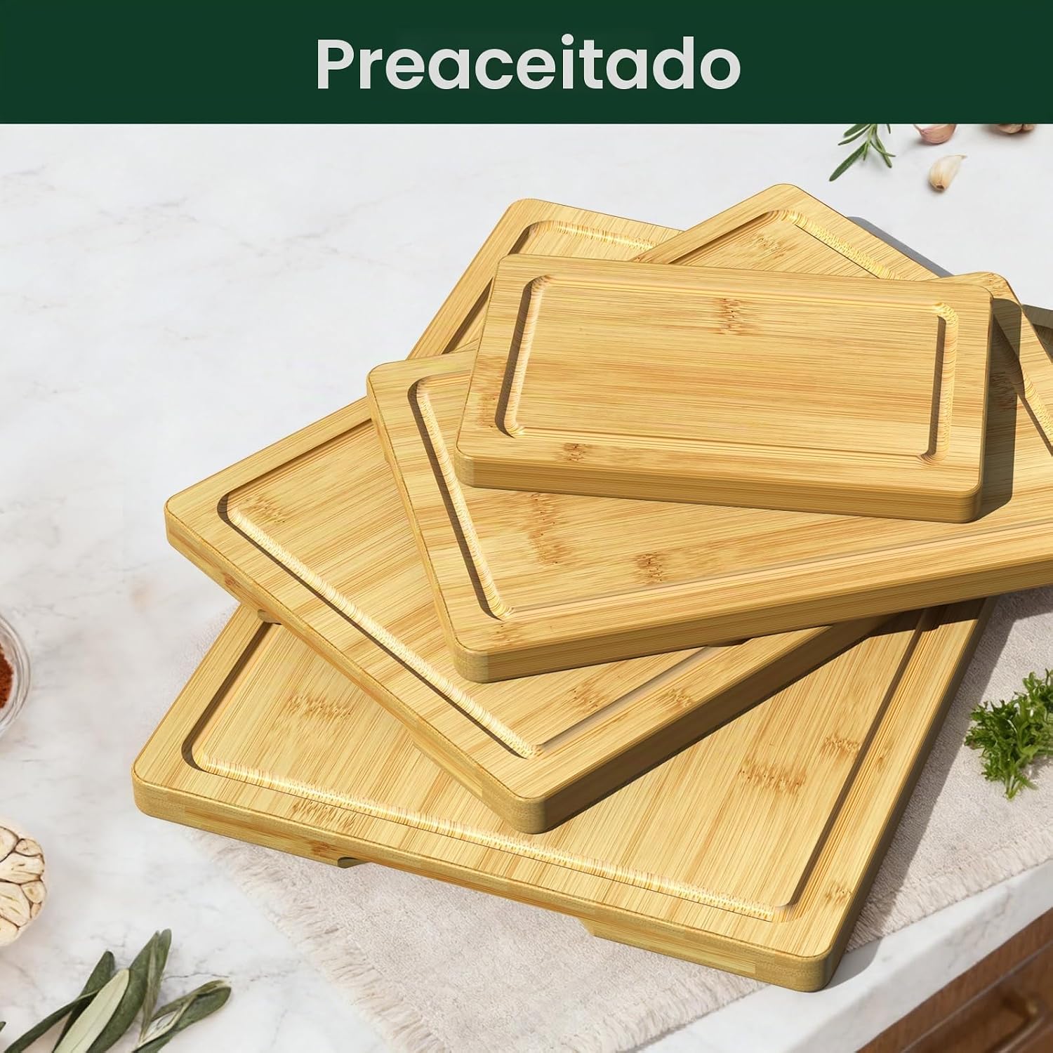 Zeawec Juego de 4 tablas de cortar de bambú para cocina, tablas de...