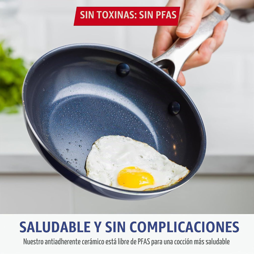 Blue Diamond - Sartén antiadherente de 8 pulgadas, sin PFAS, sartén...