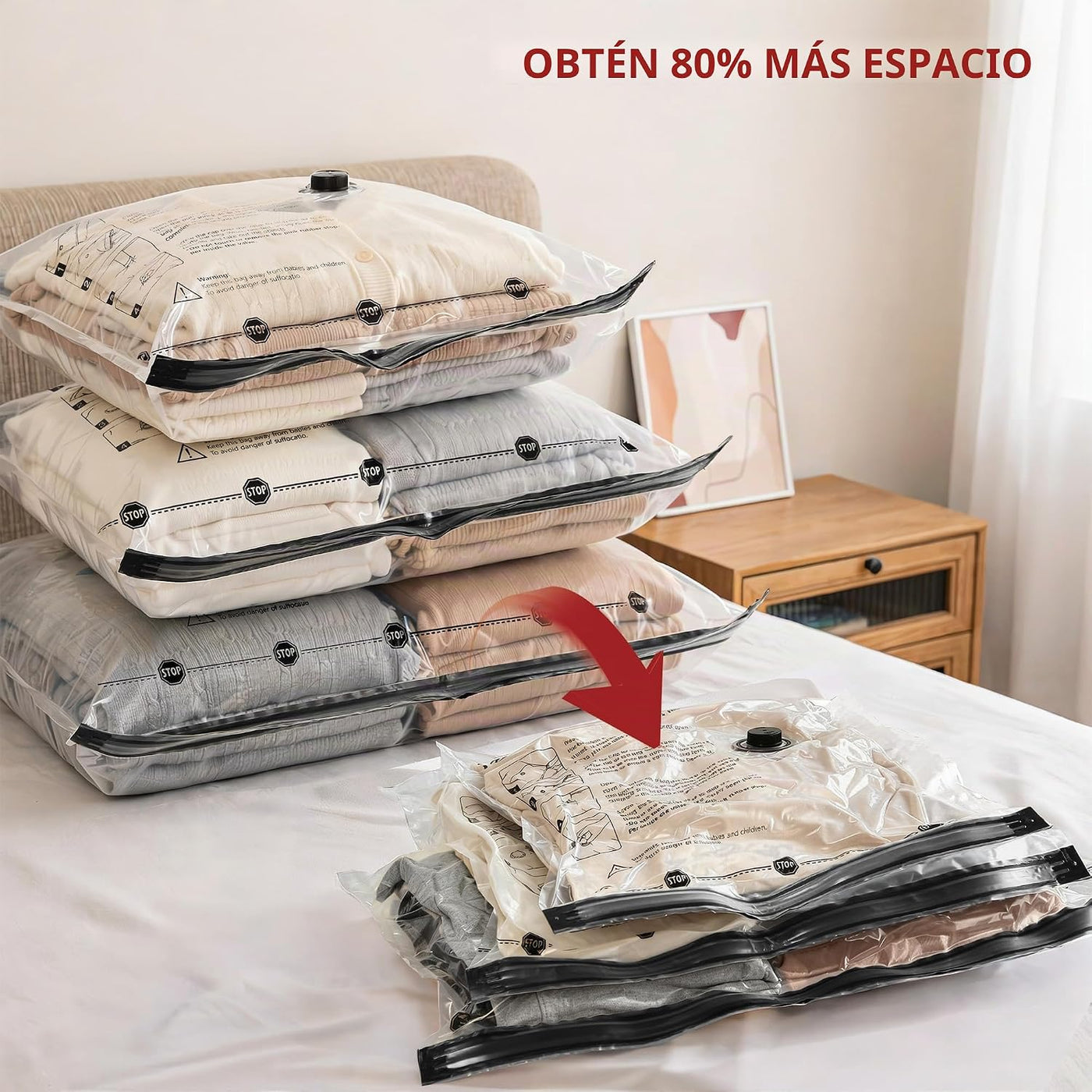 Paquete de 18 bolsas de almacenamiento al vacío de viaje para ropa...
