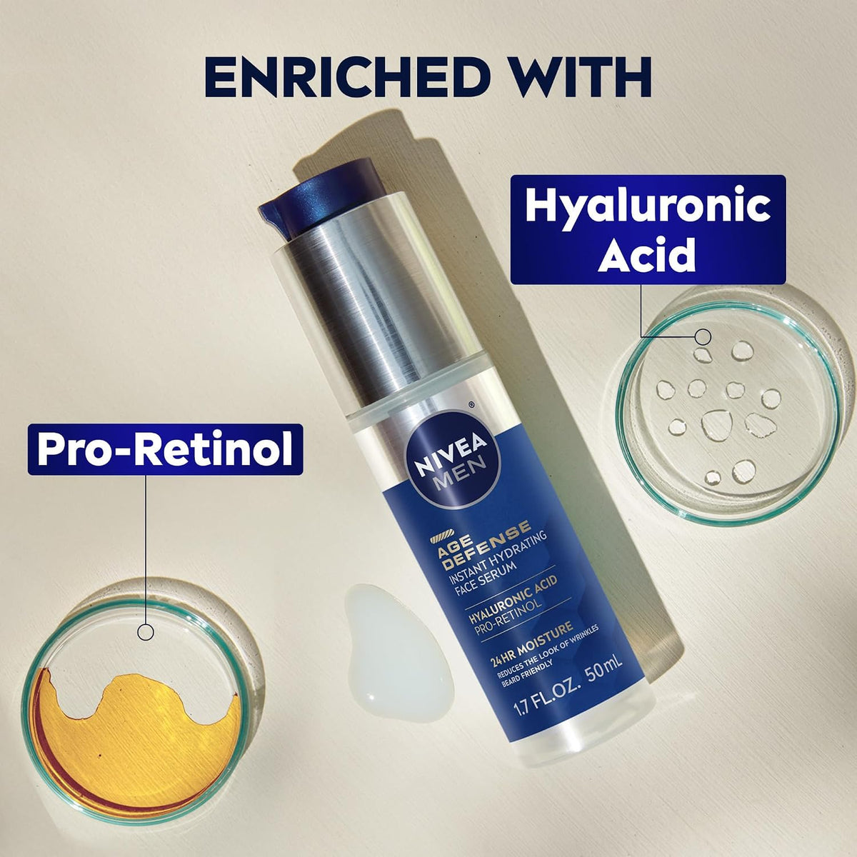 NIVEA MEN Age Defense - Suero facial hidratante instantáneo para pi...