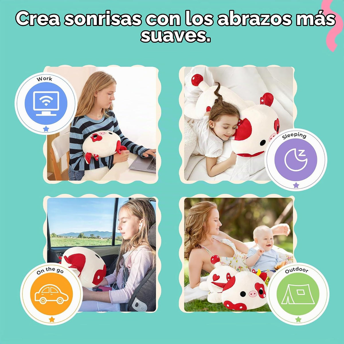 Onsoyours Animales de peluche originales de vaca hongo ponderados y...