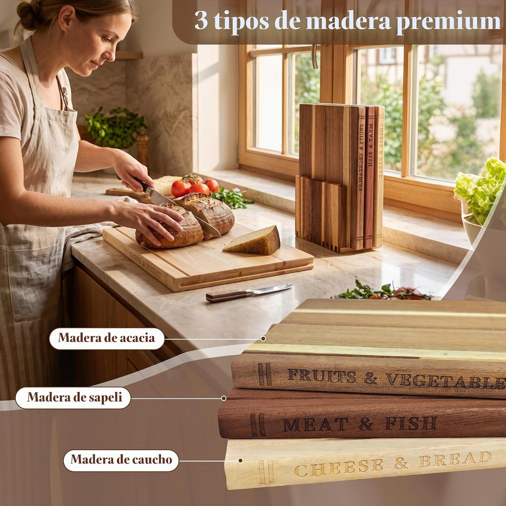 Juego de tablas de cortar de libros para cocina, tabla de cortar de...
