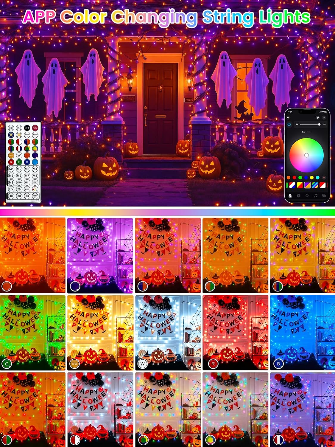 500 LED Smart RGB luces de cadena que cambian de color APP y contro...